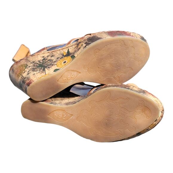 BOC‎ Born Concept Women's Leather Floral Platform Slingback Sandals Brown Sz 7 - Picture 5 of 12